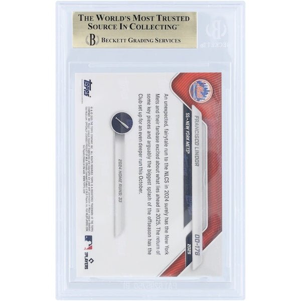 Francisco Lindor New York Mets 2025 Topps Now Road to Opening Day OD - 176 BGS Authenticated 9.5 Card - The Ballers Bank