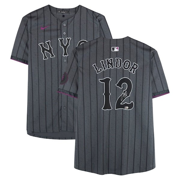 Francisco Lindor New York Mets Autographed Fanatics Authentic Black Nike City Connect Limited Jersey - The Ballers Bank