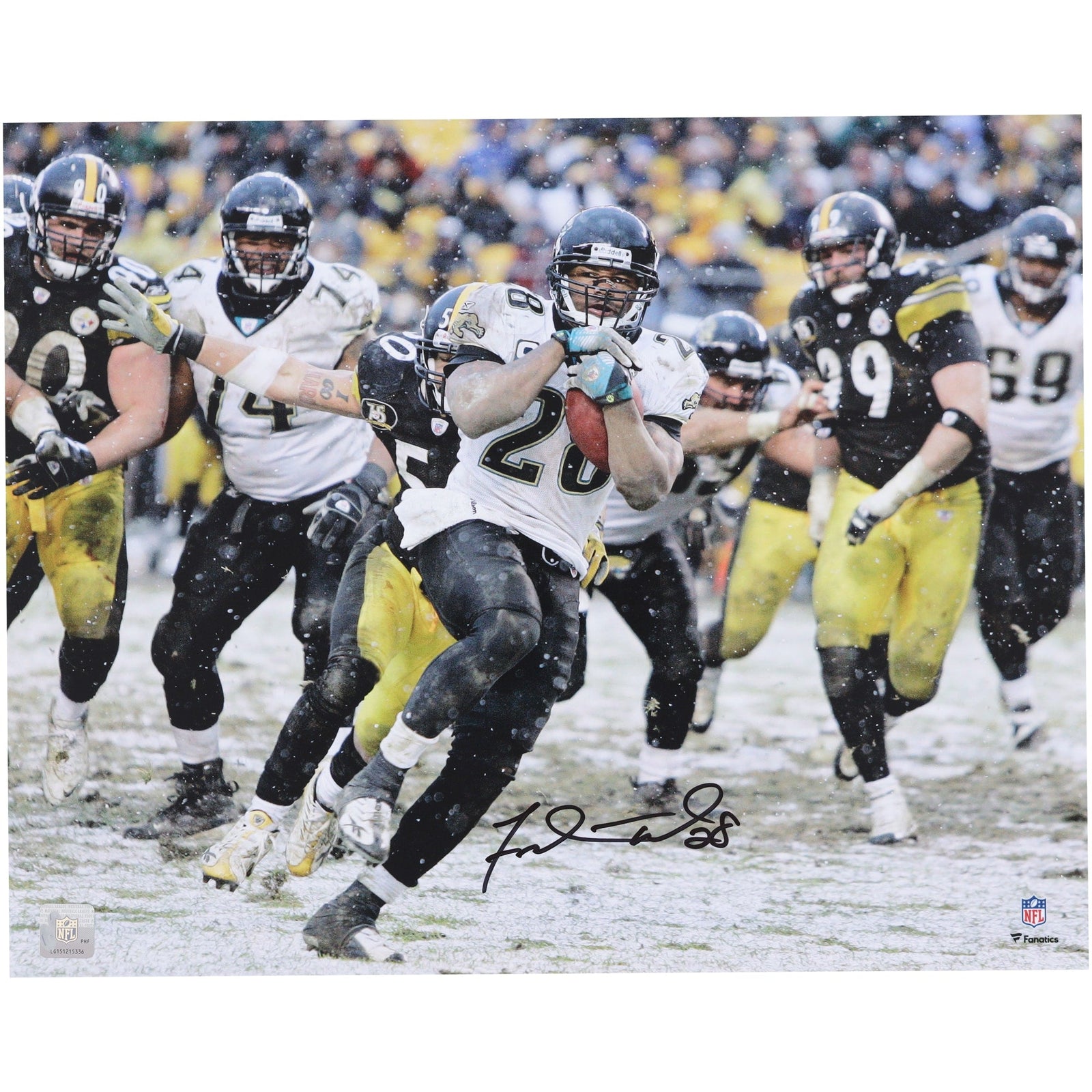 Fred Taylor Jacksonville Jaguars Autographed Fanatics Authentic 16" x 20" Run in the Snow Photograph - The Ballers Bank