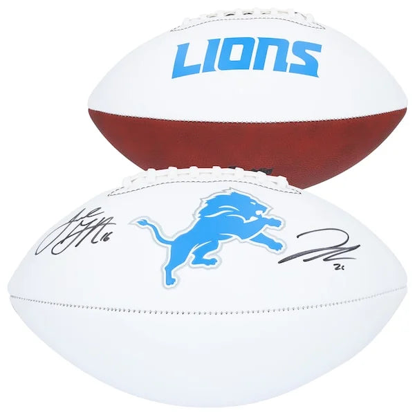 Jared Goff & Jahmyr Gibbs Signed Detroit Lions Football | White Panel