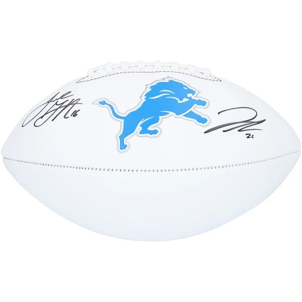 Jared Goff & Jahmyr Gibbs Signed Detroit Lions Football | White Panel