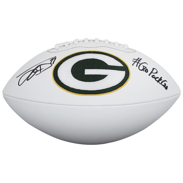 Jayden Reed Green Bay Packers Autographed Fanatics Authentic Wilson White Panel Football with "Go Pack Go" Inscription