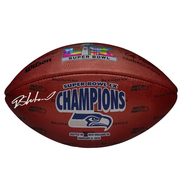 Rashid Shaheed Signed Super Bowl LX Champions Football | Seattle Seahawks
