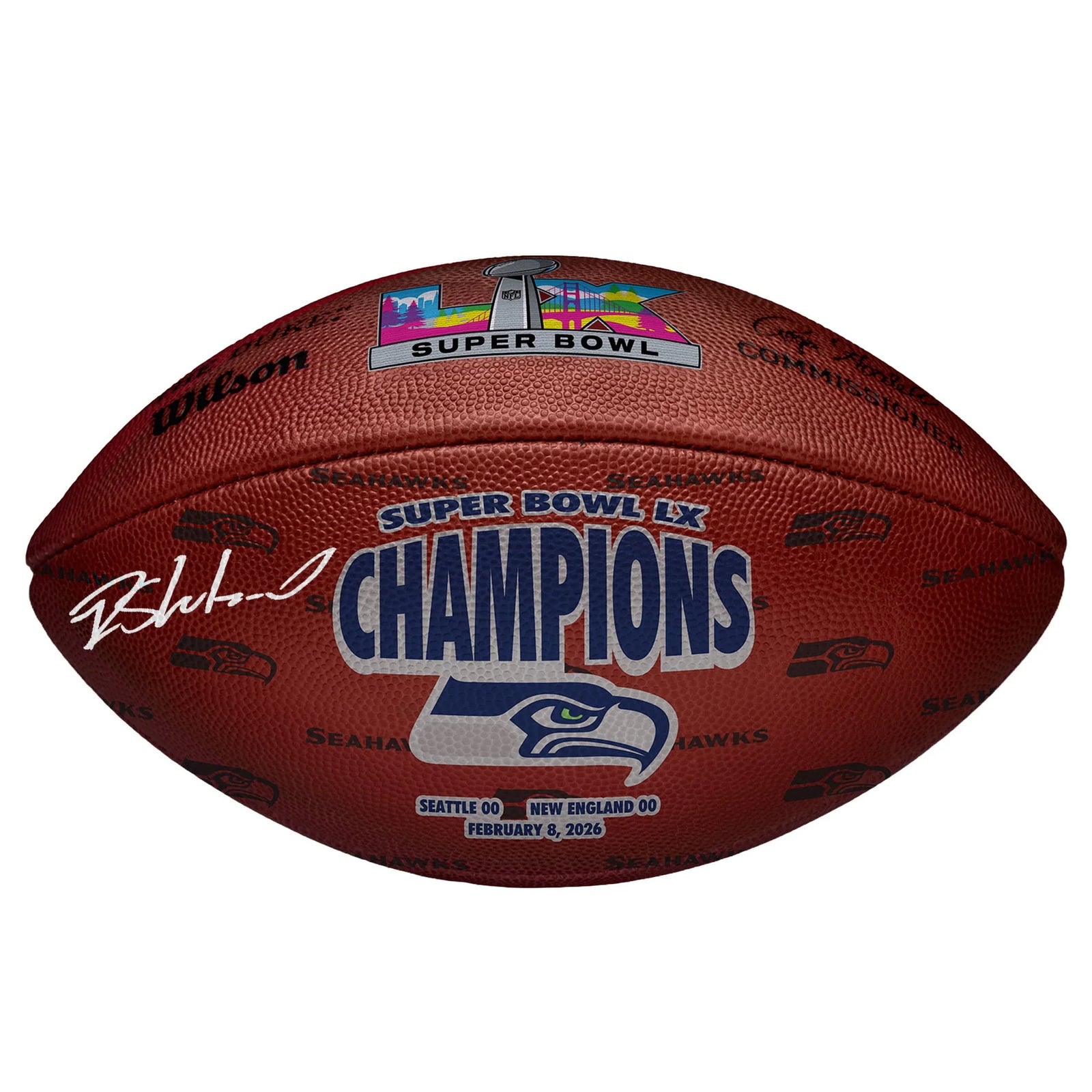 Rashid Shaheed Signed Super Bowl LX Champions Football | Seattle Seahawks