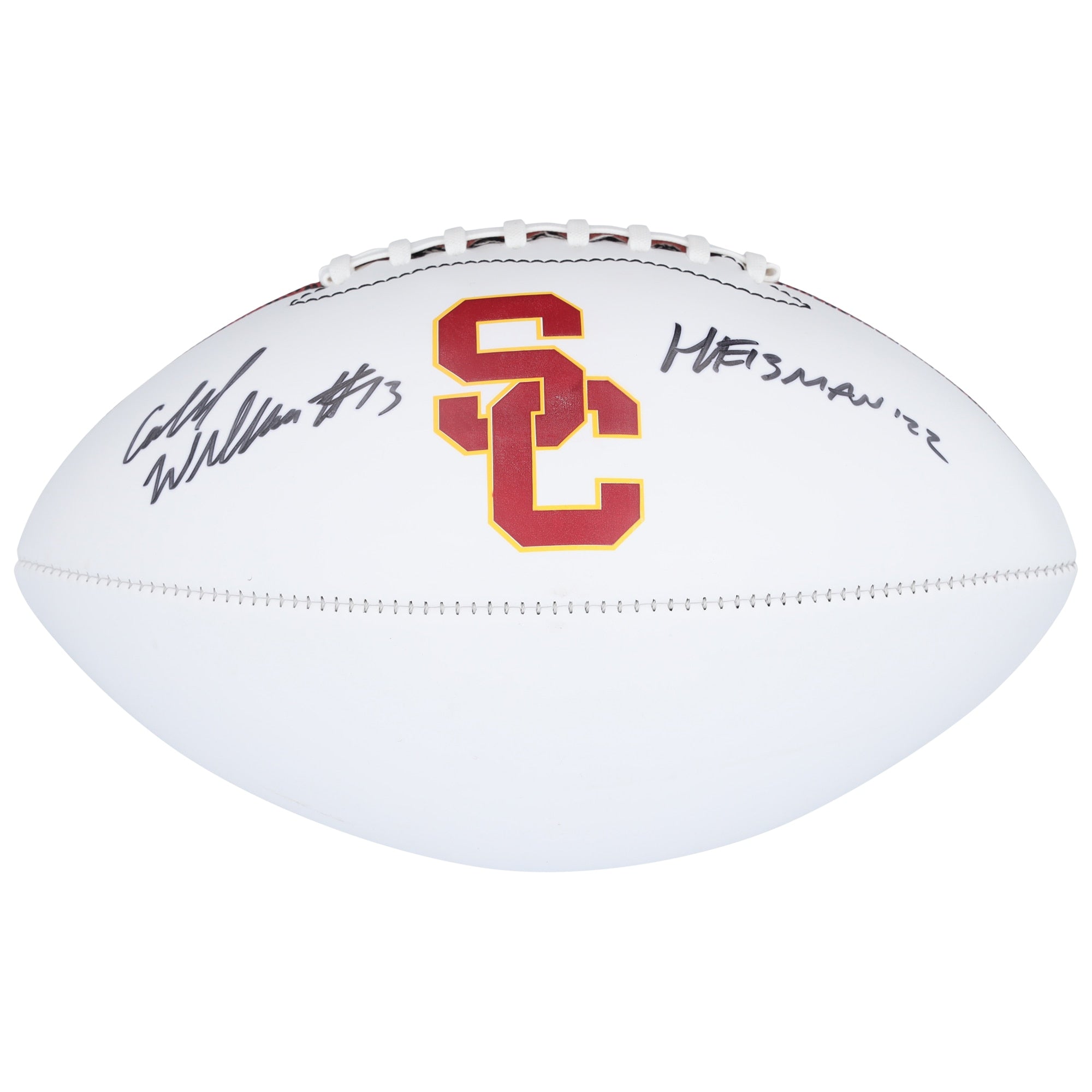 Caleb Williams USC Trojans Fanatics Authentic Autographed Baden White Panel Football with ''2022 Heisman'' Inscription