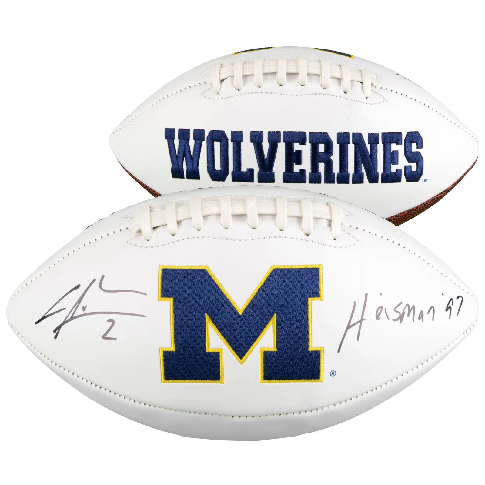 Charles Woodson Michigan Wolverines Fanatics Authentic Autographed White Panel Football with "Heisman 97" Inscription