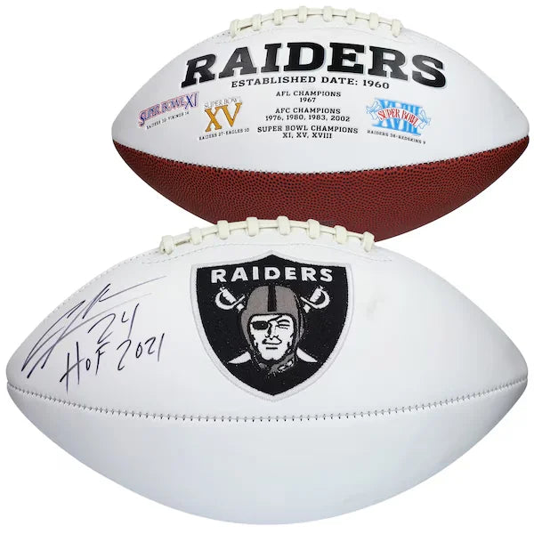Charles Woodson Oakland Raiders Fanatics Authentic Autographed White Panel Football with "HOF 21" Inscription