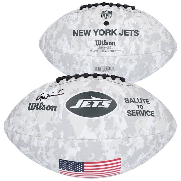Garrett Wilson New York Jets Autographed Fanatics Authentic Wilson 2024 Salute To Service Football - The Ballers Bank