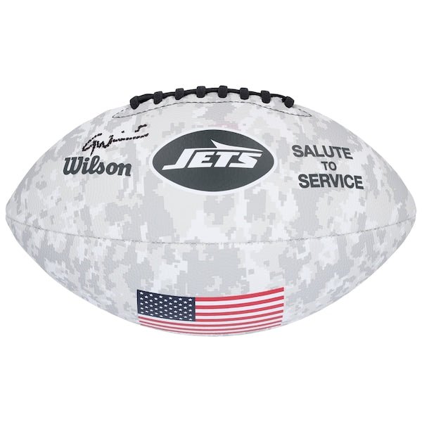 Garrett Wilson New York Jets Autographed Fanatics Authentic Wilson 2024 Salute To Service Football - The Ballers Bank