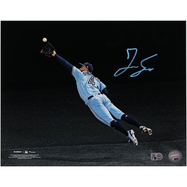 George Springer Toronto Blue Jays Autographed Fanatics Authentic 11" x 14" Diving Catch Photograph - The Ballers Bank