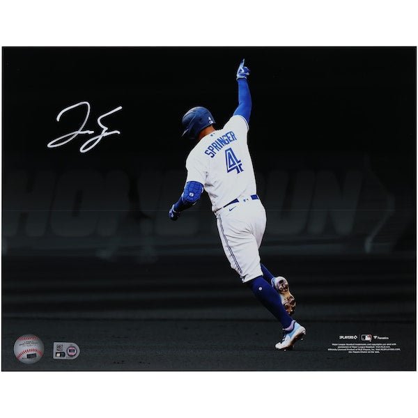 George Springer Toronto Blue Jays Autographed Fanatics Authentic 11" x 14" Home Run Spotlight Photograph - The Ballers Bank