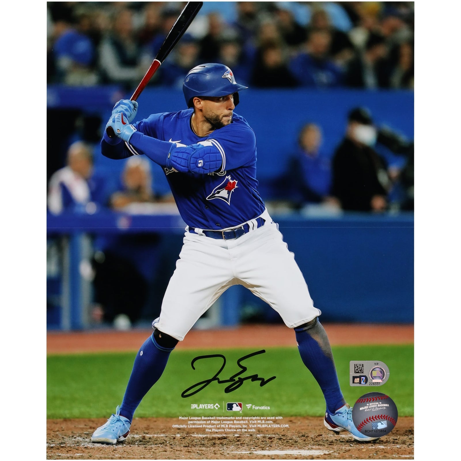 George Springer Toronto Blue Jays Fanatics Authentic Autographed 8" x 10" At Bat Photograph - The Ballers Bank