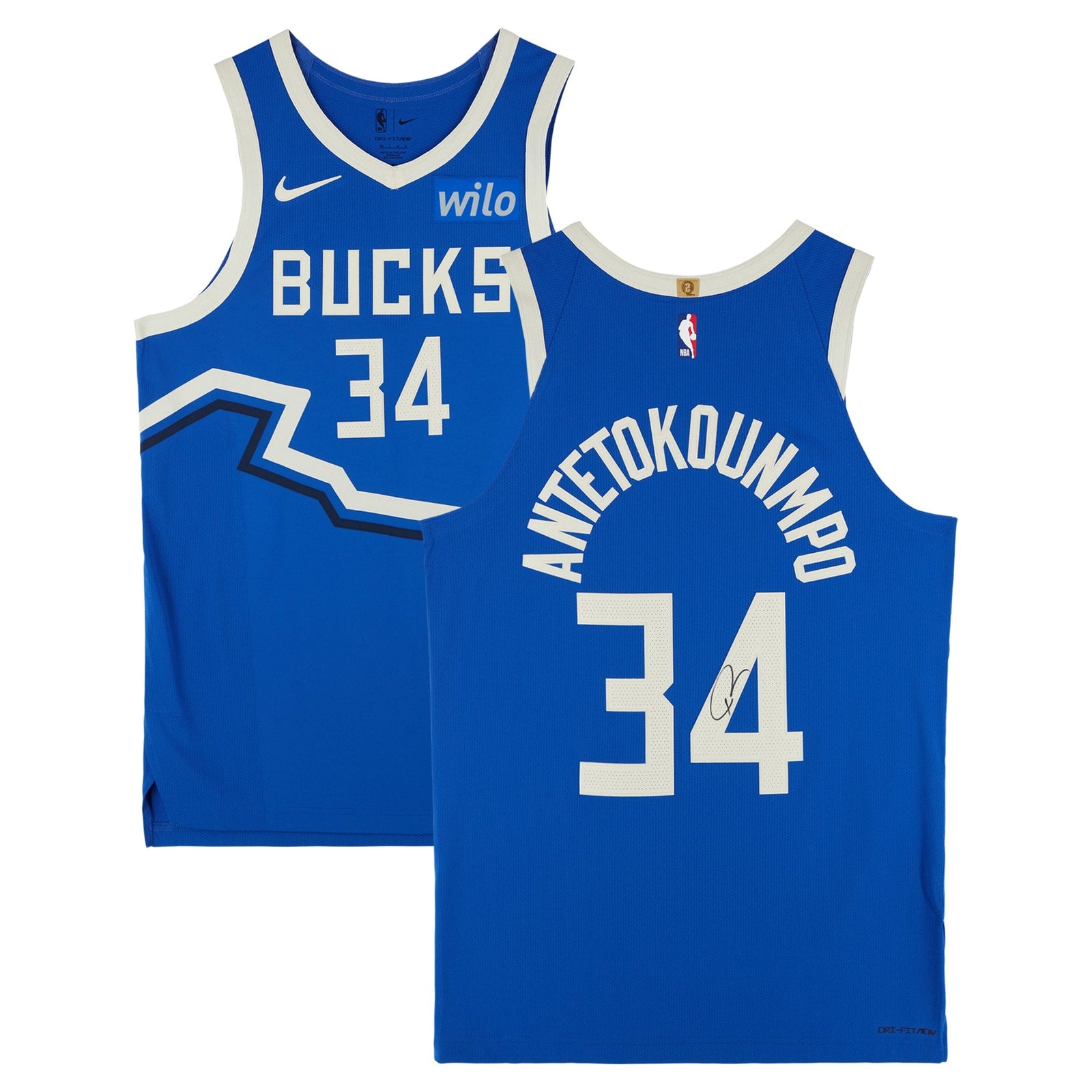 Giannis Antetokounmpo Milwaukee Bucks Autographed Fanatics Authentic Nike 2024 - 25 Blue City Edition Authentic Jersey - The Ballers Bank