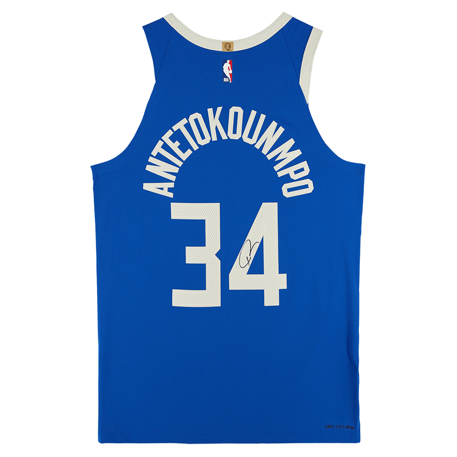 Giannis Antetokounmpo Milwaukee Bucks Autographed Fanatics Authentic Nike 2024 - 25 Blue City Edition Authentic Jersey - The Ballers Bank