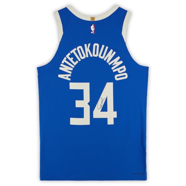 Giannis Antetokounmpo Milwaukee Bucks Autographed Fanatics Authentic Nike 2024 - 25 Blue City Edition Authentic Jersey - The Ballers Bank