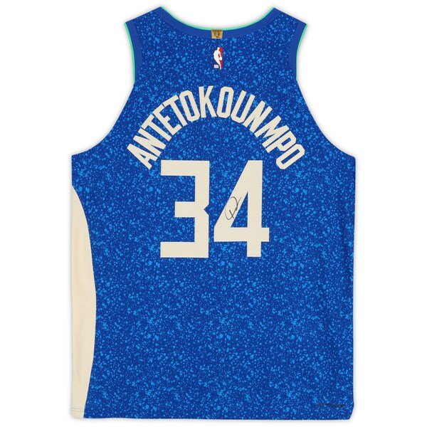 Giannis Antetokounmpo Milwaukee Bucks Autographed Fanatics Authentic Royal Nike 2023 - 24 City Edition Authentic Jersey - The Ballers Bank