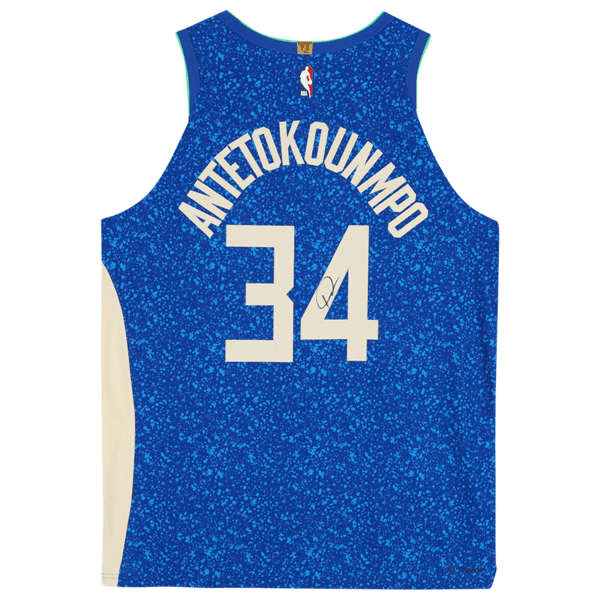 Giannis Antetokounmpo Milwaukee Bucks Autographed Fanatics Authentic Royal Nike 2023 - 24 City Edition Authentic Jersey - The Ballers Bank