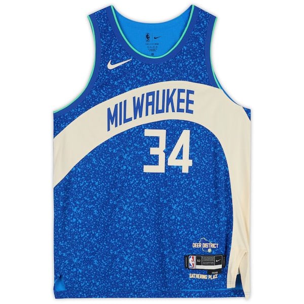 Giannis Antetokounmpo Milwaukee Bucks Autographed Fanatics Authentic Royal Nike 2023 - 24 City Edition Authentic Jersey - The Ballers Bank