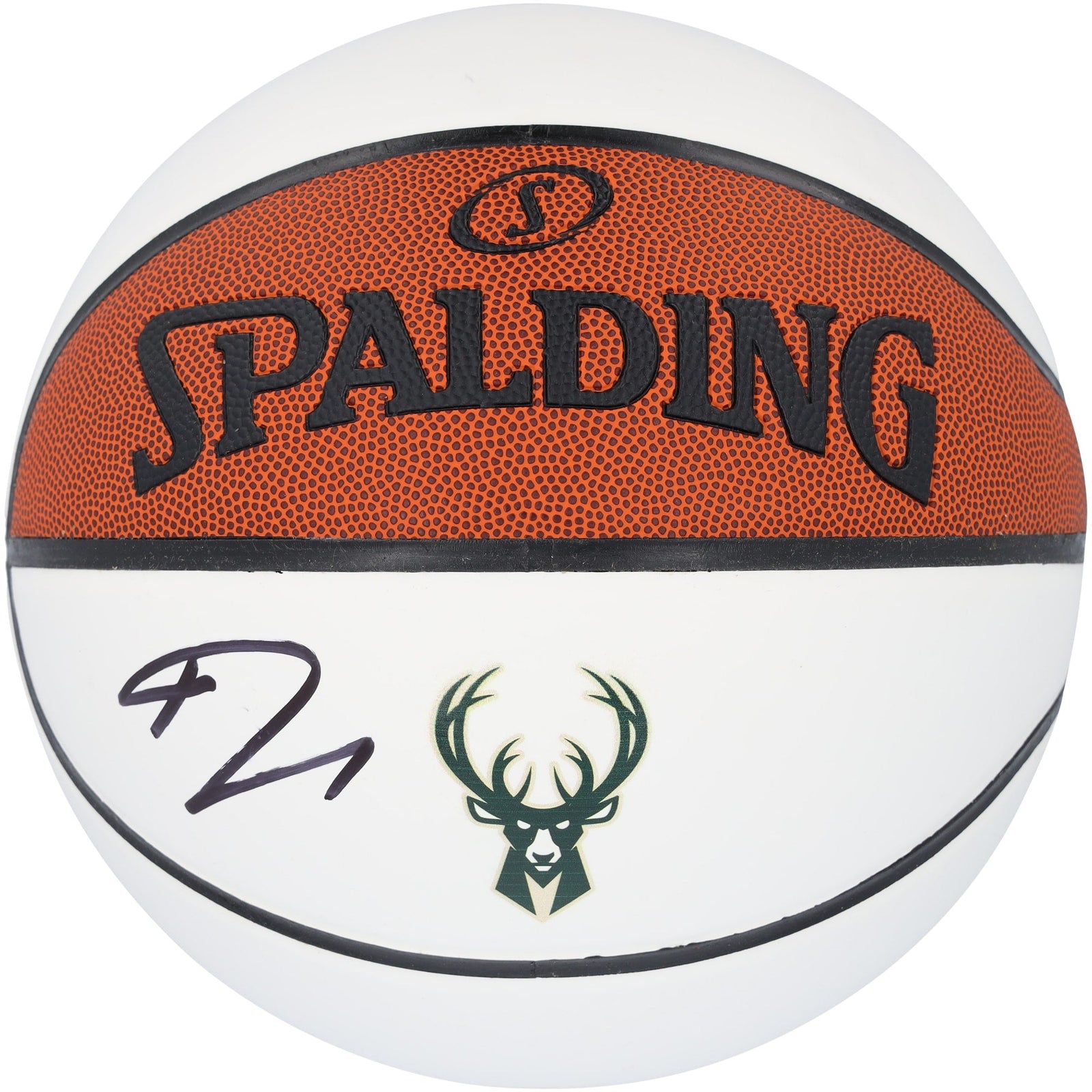 Giannis Antetokounmpo Milwaukee Bucks Autographed Fanatics Authentic Spalding White Panel Basketball - The Ballers Bank