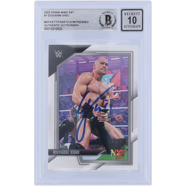 Giovanni Vinci WWE Autographed 2022 Panini NXT 7 Beckett Fanatics Witnessed Authenticated 10 Card - The Ballers Bank