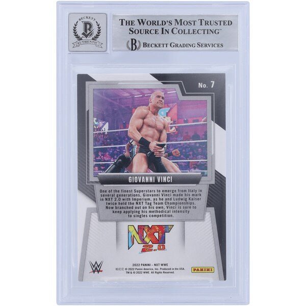 Giovanni Vinci WWE Autographed 2022 Panini NXT 7 Beckett Fanatics Witnessed Authenticated 10 Card - The Ballers Bank