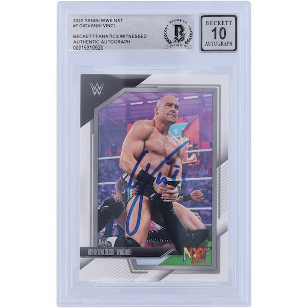 Giovanni Vinci WWE Autographed 2022 Panini NXT 7 Beckett Fanatics Witnessed Authenticated 10 Card - The Ballers Bank