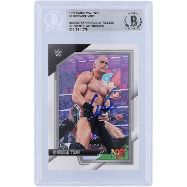 Giovanni Vinci WWE Autographed 2022 Panini NXT 7 Beckett Fanatics Witnessed Authenticated Card - The Ballers Bank