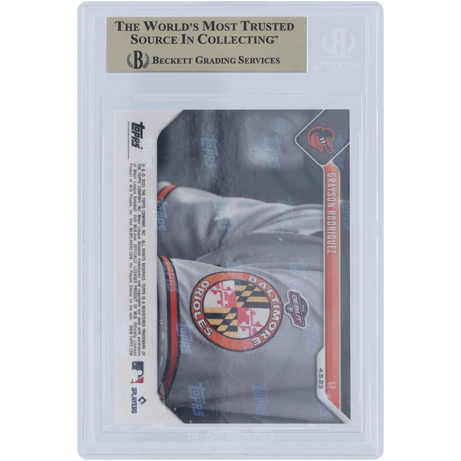 Grayson Rodriguez Baltimore Orioles 2023 Topps Now MLB Debut 57 BGS Authenticated 9.5 Rookie Card - The Ballers Bank