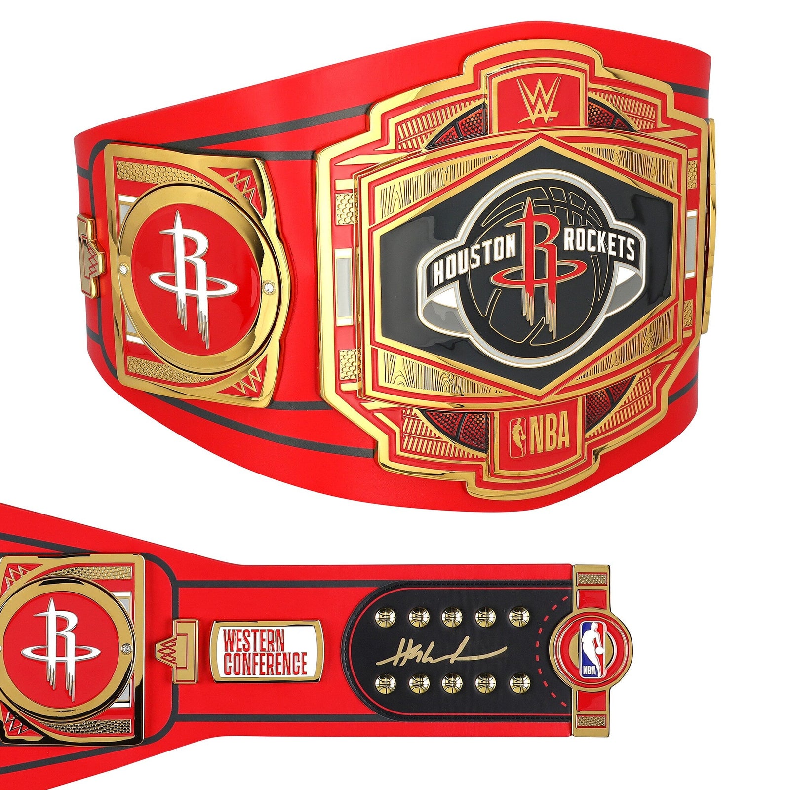 Hakeem Olajuwon Houston Rockets Autographed Fanatics Authentic WWE Legacy Title Belt - The Ballers Bank