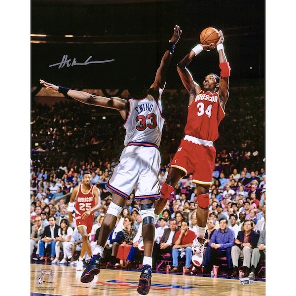 Hakeem Olajuwon Houston Rockets Fanatics Authentic Autographed 16" x 20" Jumping Photograph - The Ballers Bank
