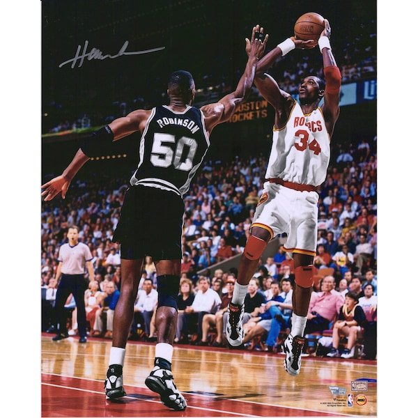 Hakeem Olajuwon Houston Rockets Fanatics Authentic Autographed 16" x 20" Shot vs. David Robinson Photograph - The Ballers Bank