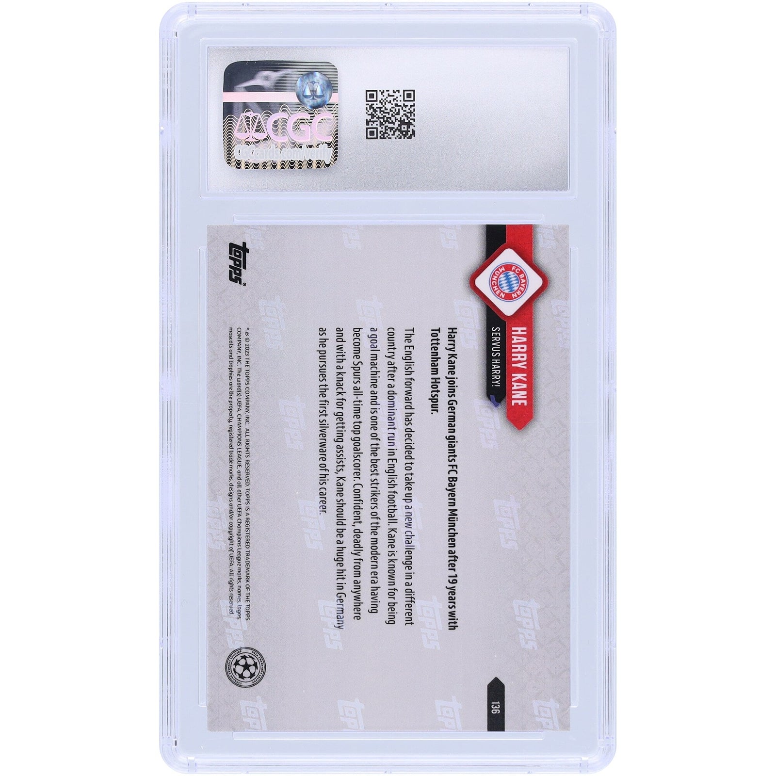 Harry Kane Bayern Munich 2022 - 23 Topps Now UEFA Servus Harry! 136 CGC Authenticated 9.5 Card - The Ballers Bank