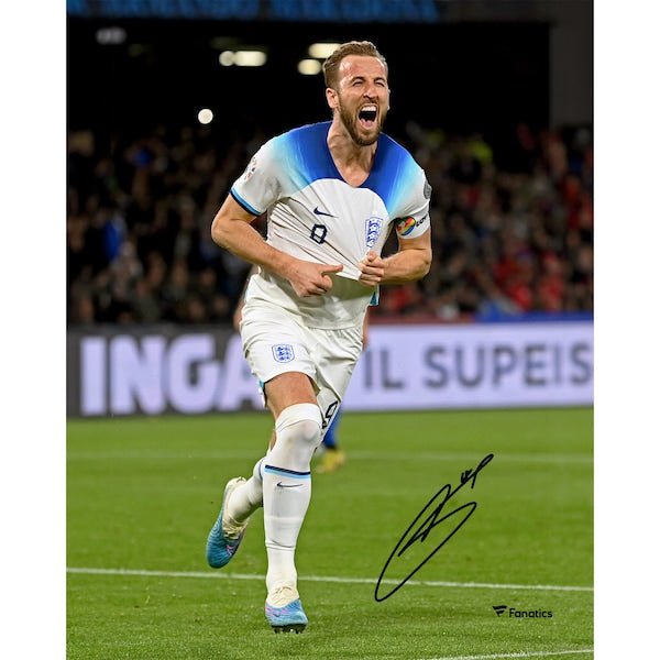 Harry Kane England National Team Autographed Fanatics Authentic 8" x 10" White Jersey Celebrating 54th Goal Photograph - The Ballers Bank