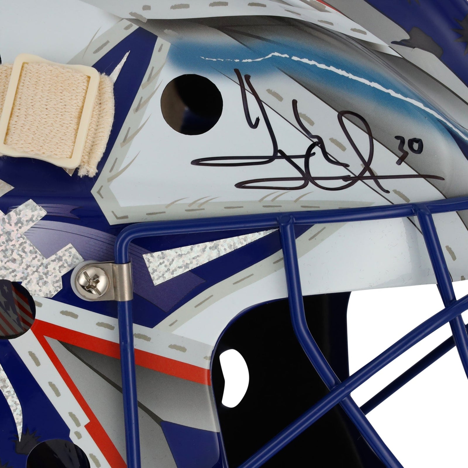 Henrik Lundqvist New York Rangers Autographed Fanatics Authentic Statue of Liberty Replica Goalie Mask - The Ballers Bank