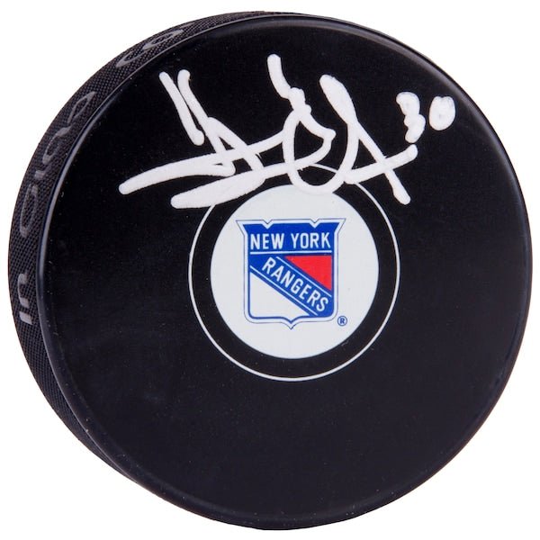 Henrik Lundqvist New York Rangers Steiner Sports Autographed Team Logo Hockey Puck - The Ballers Bank