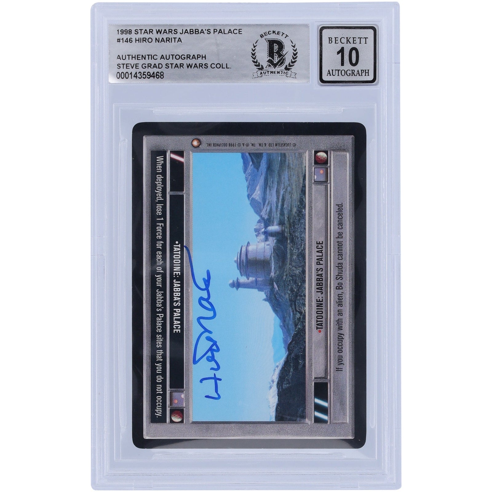 Hiro Narita Star Wars Autographed 1998 CCG Jabba's Palace 146 BGS Authenticated 10 Card - The Ballers Bank