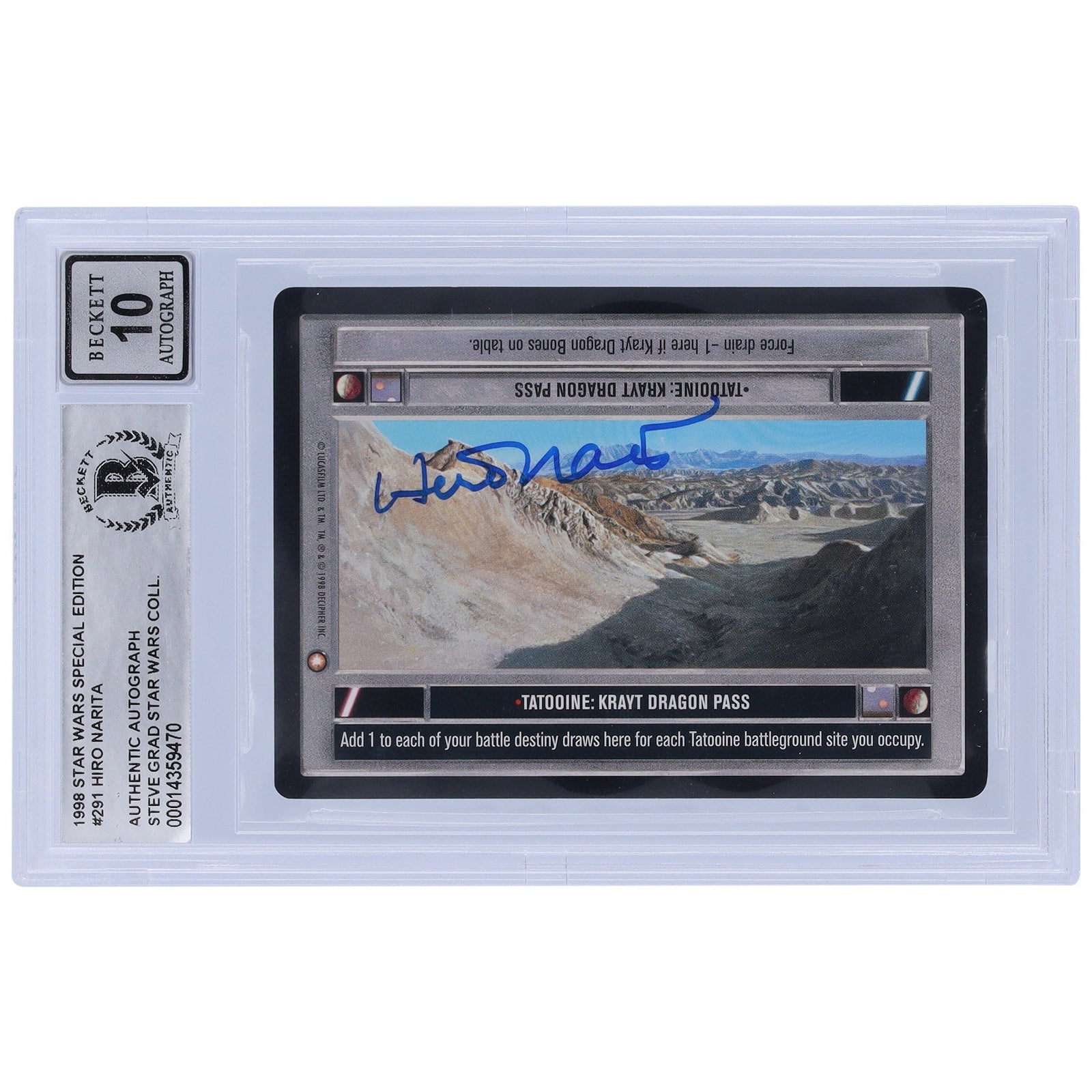 Hiro Narita Star Wars Autographed 1998 CCG Special Edition 291 BGS Authenticated 10 Card - The Ballers Bank