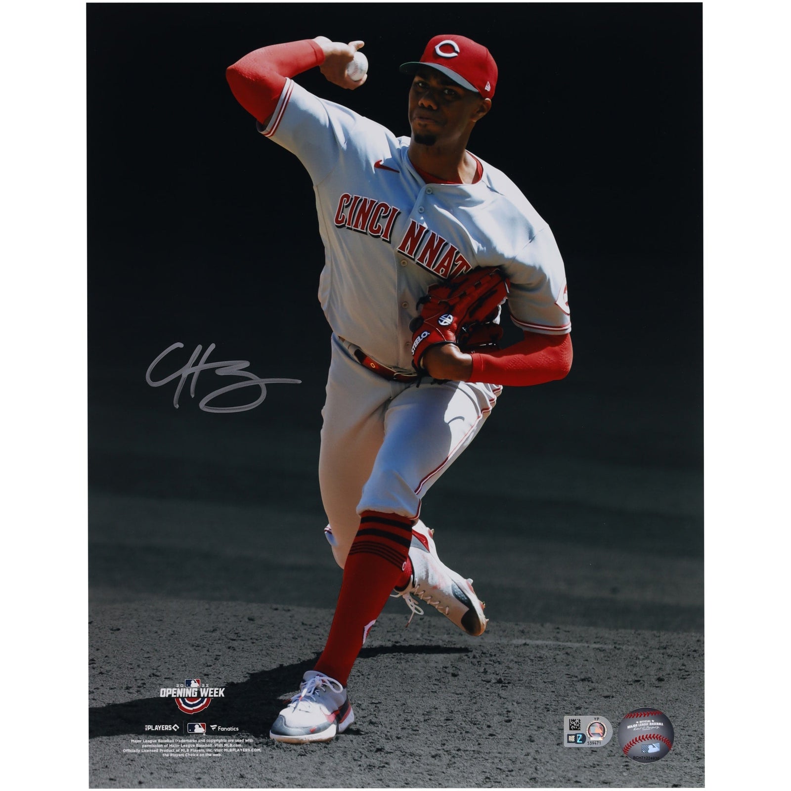 Hunter Greene Cincinnati Reds Fanatics Authentic Autographed 11'' x 14'' Pitching Spotlight Photograph - The Ballers Bank
