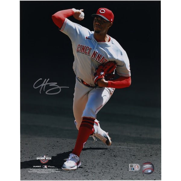Hunter Greene Cincinnati Reds Fanatics Authentic Autographed 11'' x 14'' Pitching Spotlight Photograph - The Ballers Bank