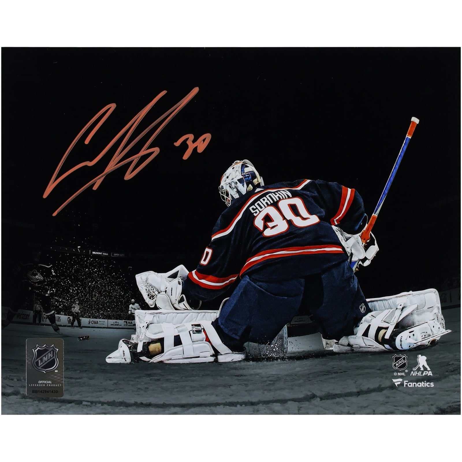 Ilya Sorokin New York Islanders Autographed Fanatics Authentic 8" x 10" Making Save Spotlight Photograph - The Ballers Bank