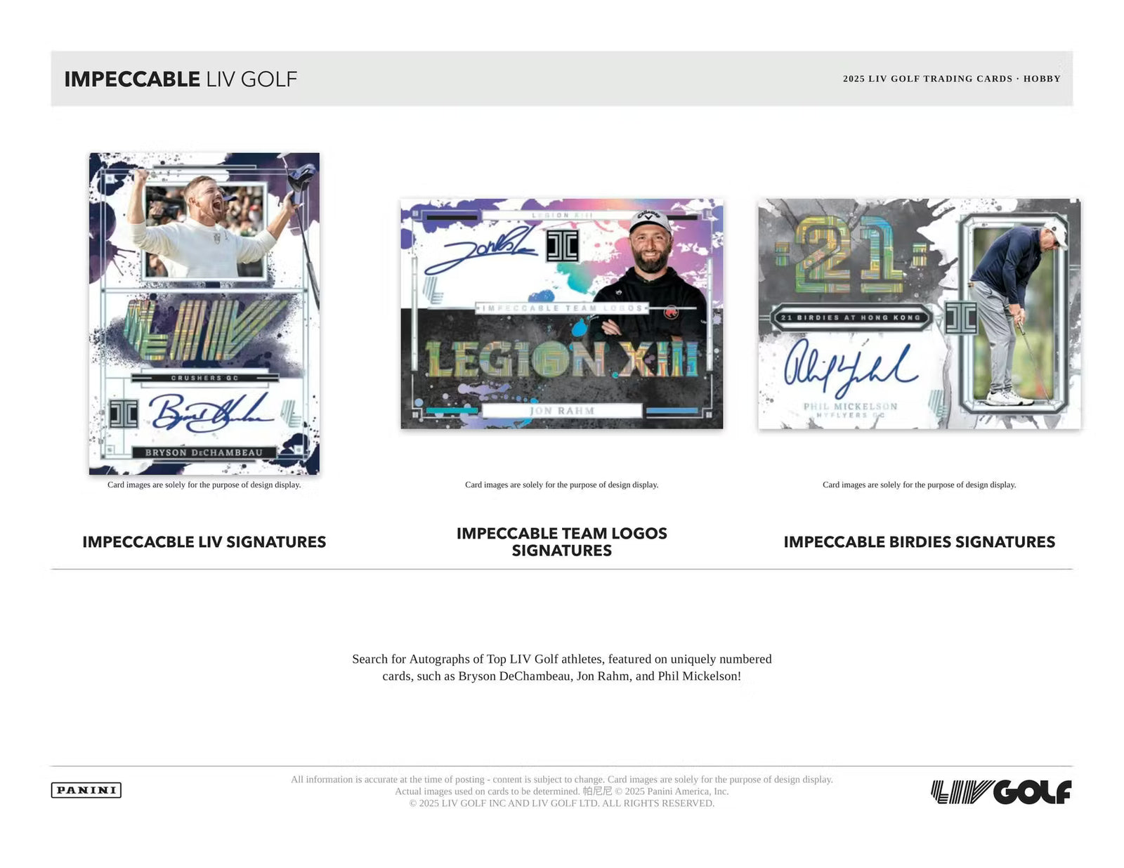 2025 Panini Impeccable LIV Golf Hobby Trading Cards