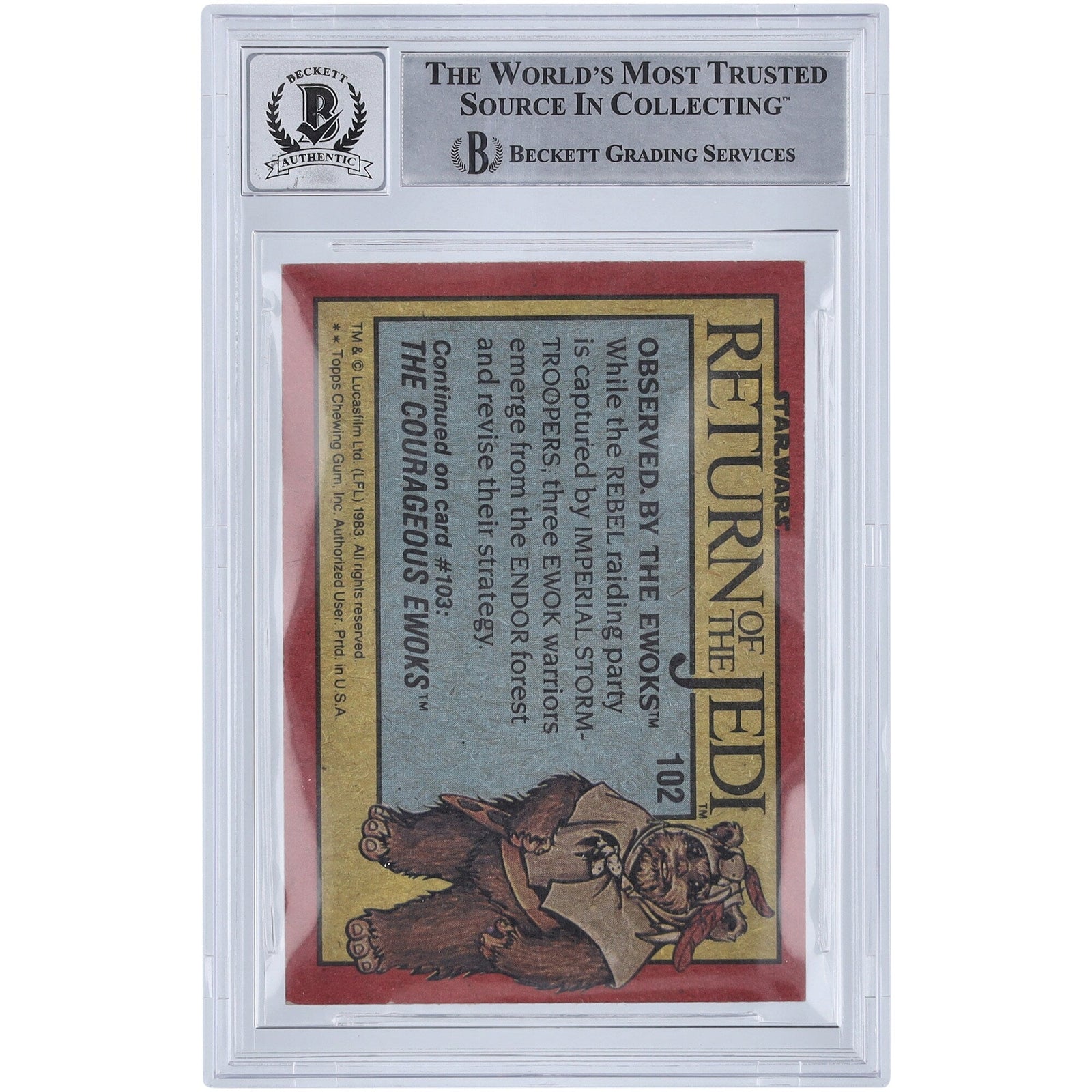 Ira Keeler Star Wars Autographed 1983 Topps Return of the Jedi 102 BGS Authenticated 10 Card - The Ballers Bank