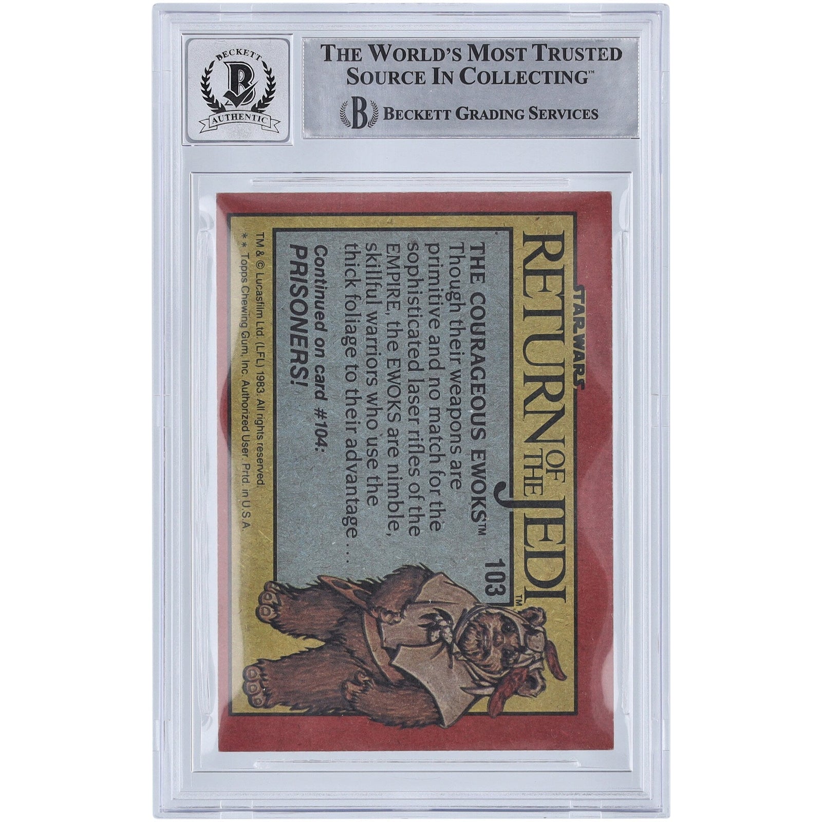 Ira Keeler Star Wars Autographed 1983 Topps Return of the Jedi 103 BGS Authenticated 10 Card - The Ballers Bank