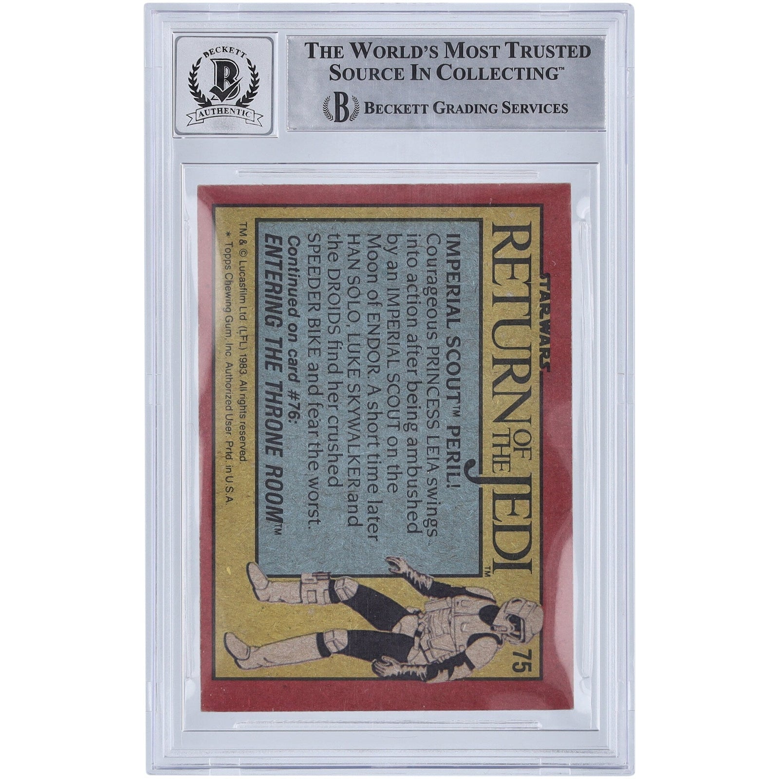 Ira Keeler Star Wars Autographed 1983 Topps Return of the Jedi 75 BGS Authenticated 10 Card - The Ballers Bank