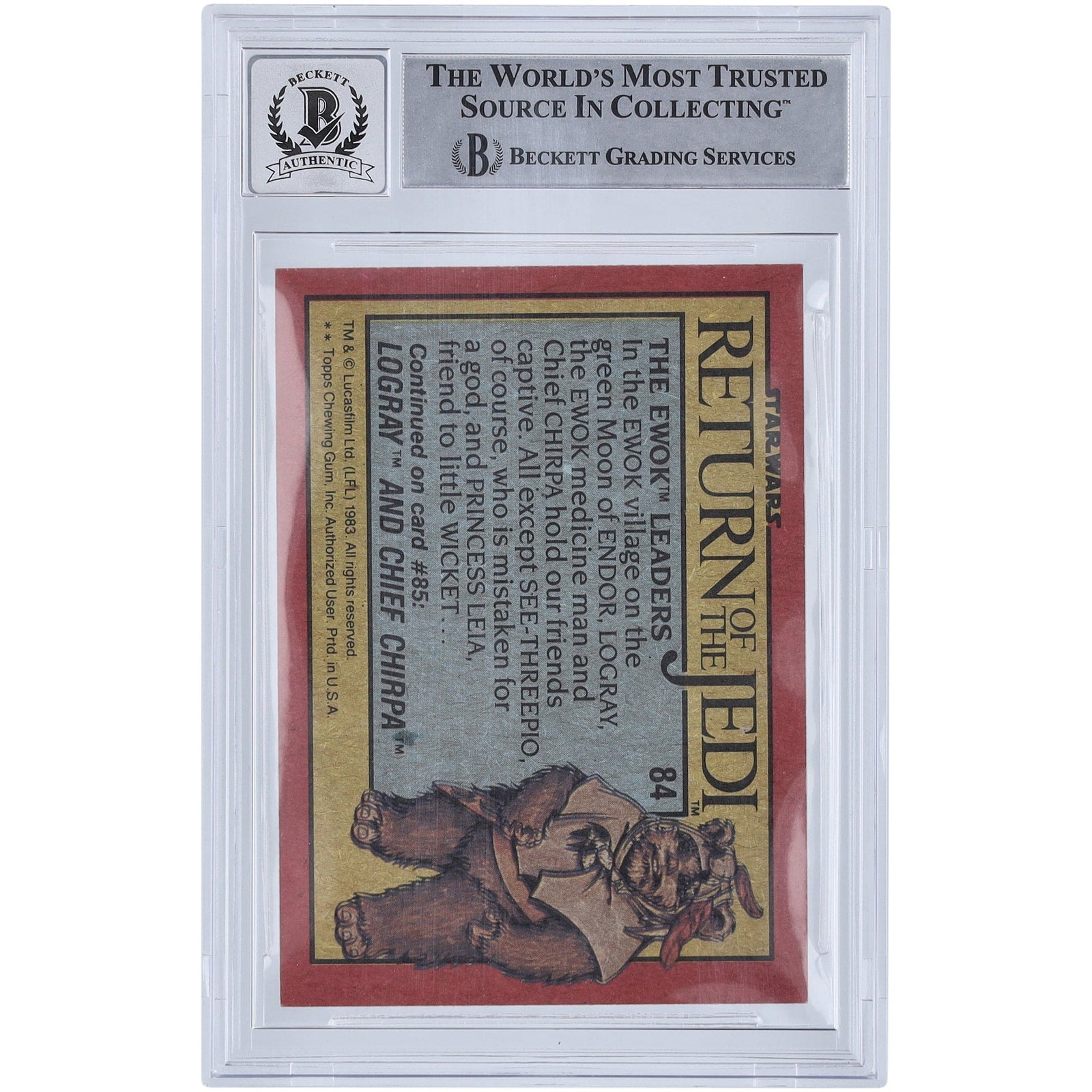 Ira Keeler Star Wars Autographed 1983 Topps Return of the Jedi 84 BGS Authenticated 10 Card - The Ballers Bank