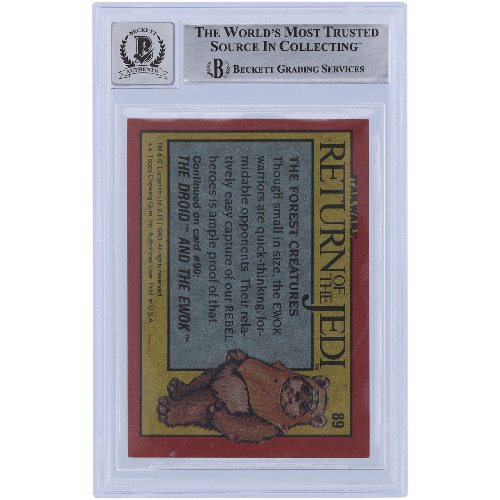 Ira Keeler Star Wars Autographed 1983 Topps Return of the Jedi 89 BGS Authenticated 10 Card - The Ballers Bank