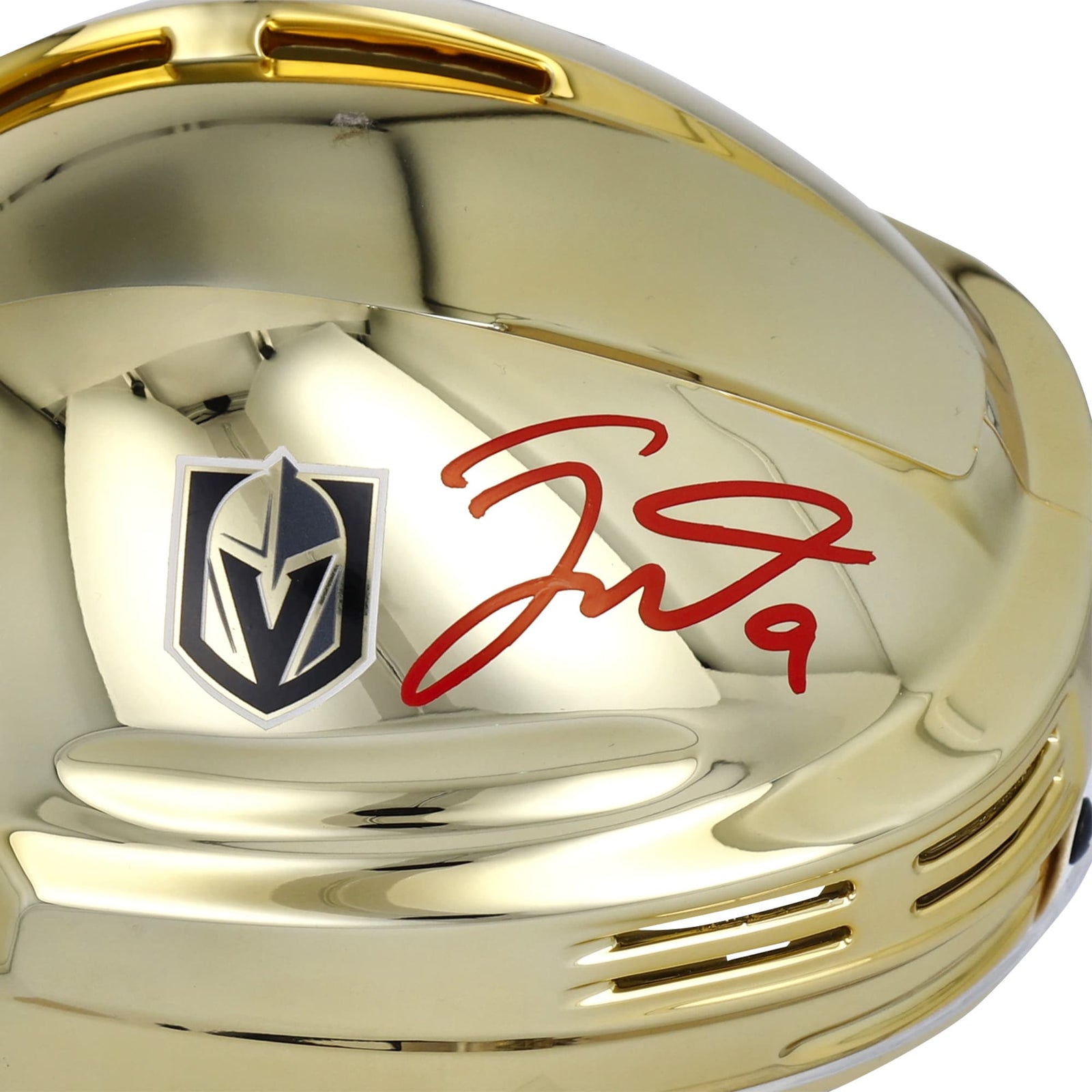 Jack Eichel Vegas Golden Knights Fanatics Authentic Autographed Gold Chrome Mini Helmet - The Ballers Bank