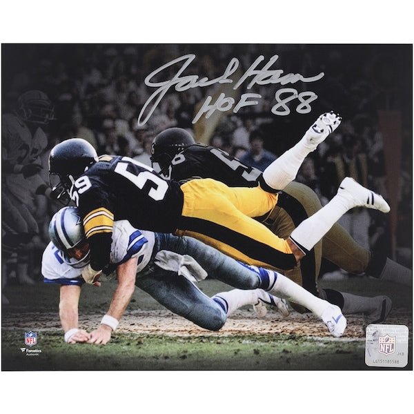 Jack Ham Pittsburgh Steelers Autographed Fanatics Authentic 8" x 10" Tackle Photograph with "HOF 88" Inscription - The Ballers Bank