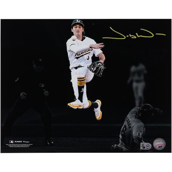 Jacob Wilson Athletics Autographed Fanatics Authentic 11" x 14" Jump Throw Spotlight Photograph - The Ballers Bank