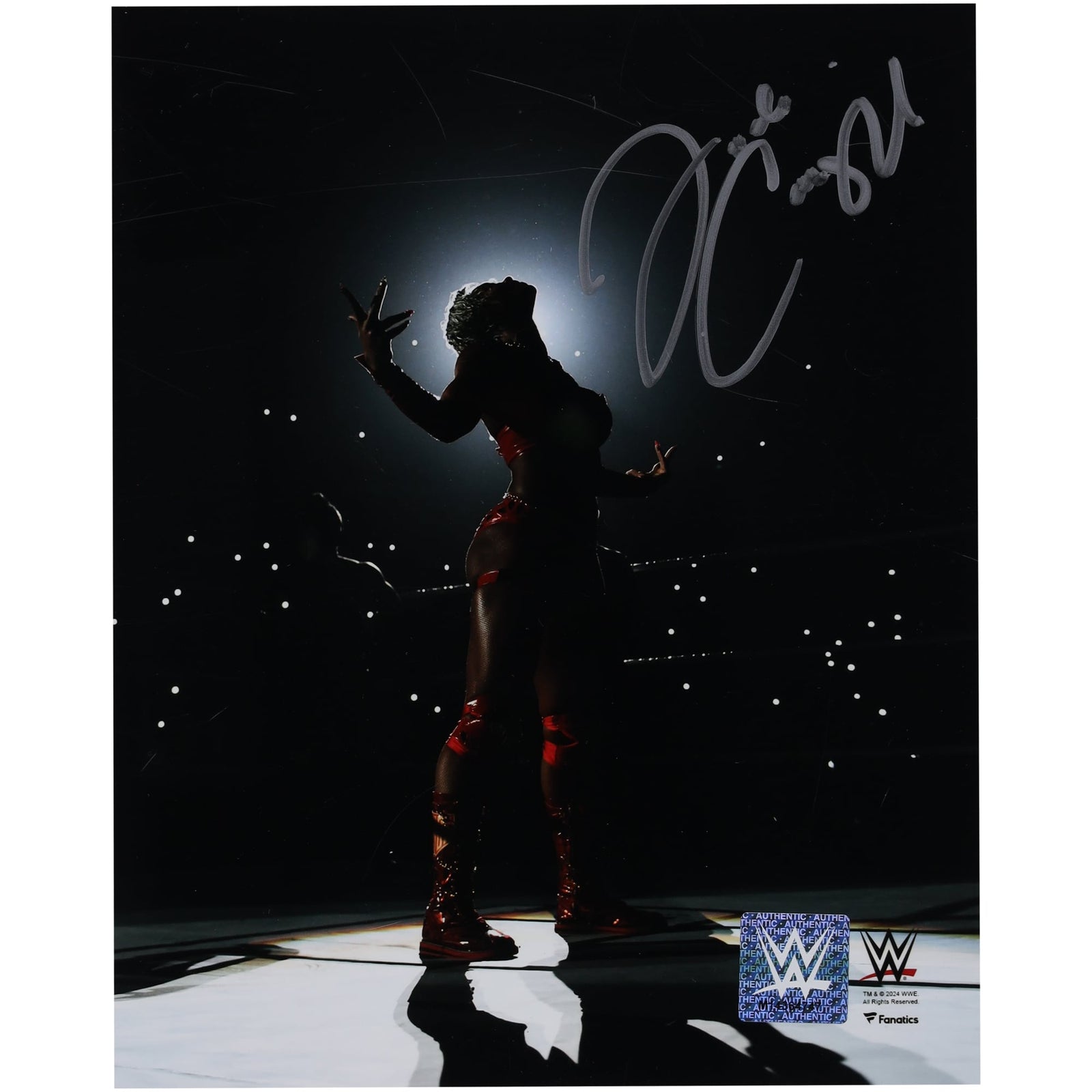 Jade Cargill WWE Autographed Fanatics Authentic 8" x 10" Standing In Spotlight Photograph - The Ballers Bank
